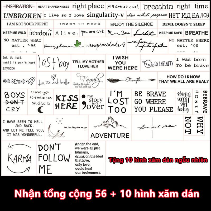 Vận chuyển nhanh Hình xăm dán màu tạm thời không thấm nước Hình xăm giả tiếng Anh