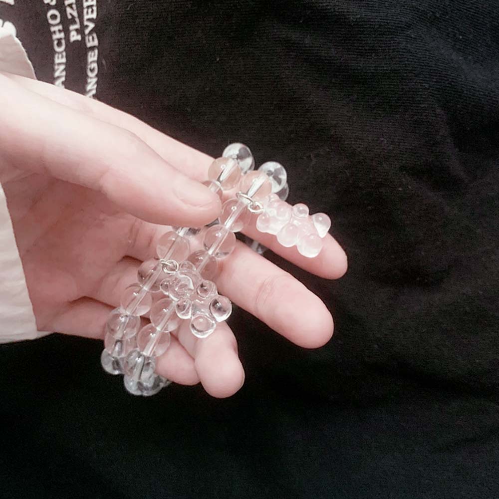 Vòng Tay Dây Xích Mặt Hình Gấu Phối Quả Bóng Trong Suốt Phong Cách Hip Hop Thời Trang Cho Nam Và Nữ