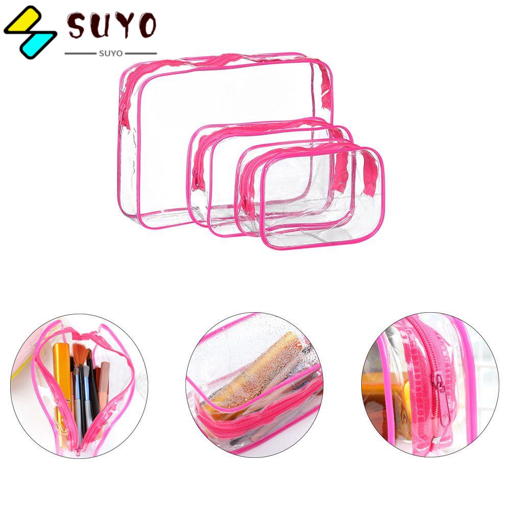 Túi Đựng Mỹ Phẩm Du Lịch Chất Liệu Nhựa PVC Trong Suốt Có Khóa Kéo Nhiều Màu Sắc