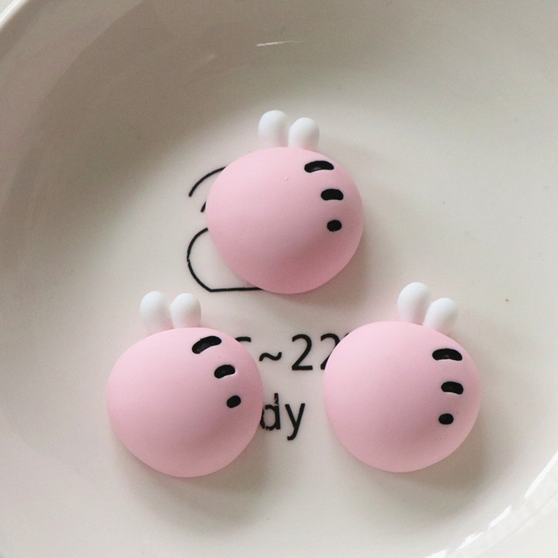 Set 10 Phụ Kiện Trang Trí Ốp Điện Thoại Hình Tai Thỏ / Nấm / Mặt Trăng Màu Hồng / Trắng Dễ Thương DIY