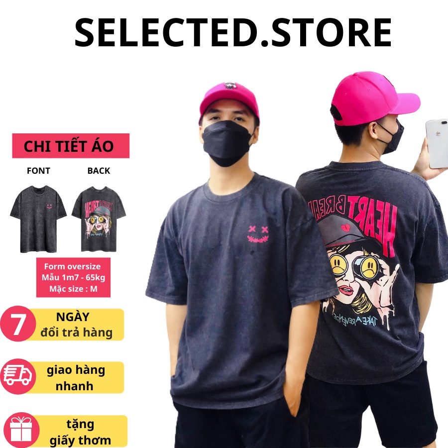 Áo thun tay lỡ nam nữ in hình Heart Breaker , Vải Cotton Form Oversize - SELECTED.STORE