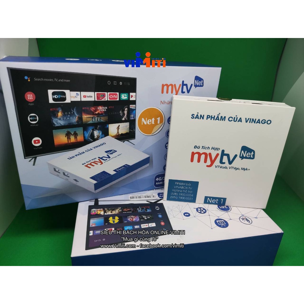 Tivi box và đầu thu kĩ thuật số Vinago My TV Net cấu hình ram 4gb, android 9.0 Rom 32gb, độ phân giải cao