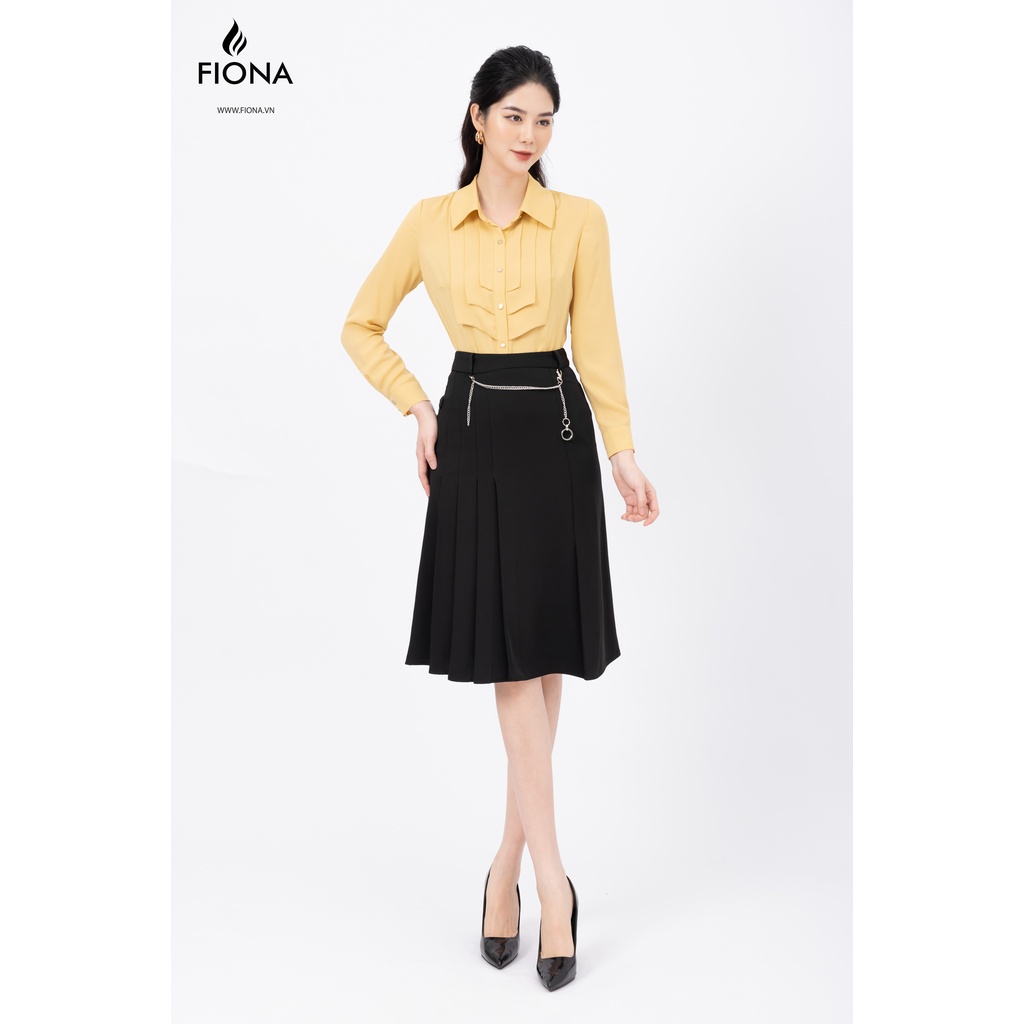 Chân váy nữ dáng suông, chân váy công sở xếp ly, thiết kế thân trước kèm dây xích trang trí FIONA F251702
