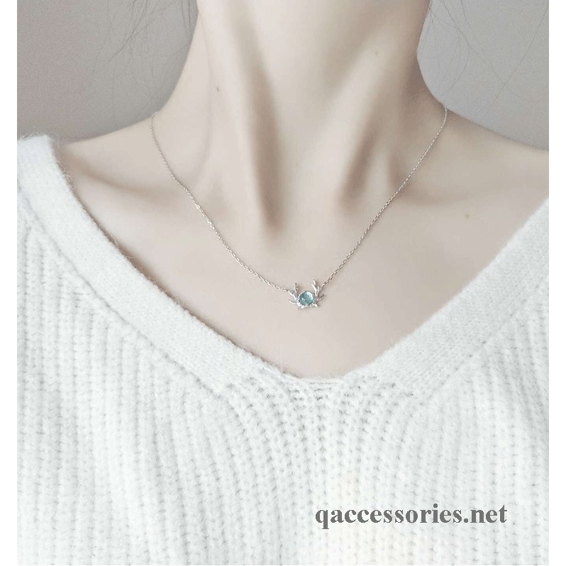 Dây chuyền bạc tuần lộc đính đá vòng cổ mặt đá S925 DEER Silver Necklace QA SILVER - KÈM ẢNH THẬT