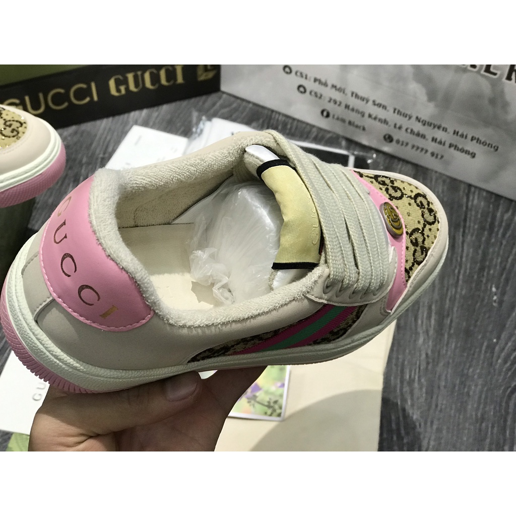 Siêu Phẩm Giày Thể Thao Sneaker Gu..CCi Hồng Đính Đá SIêu Xinh Cao Cấp Ảnh Thật + freeship + Tặng Tất
