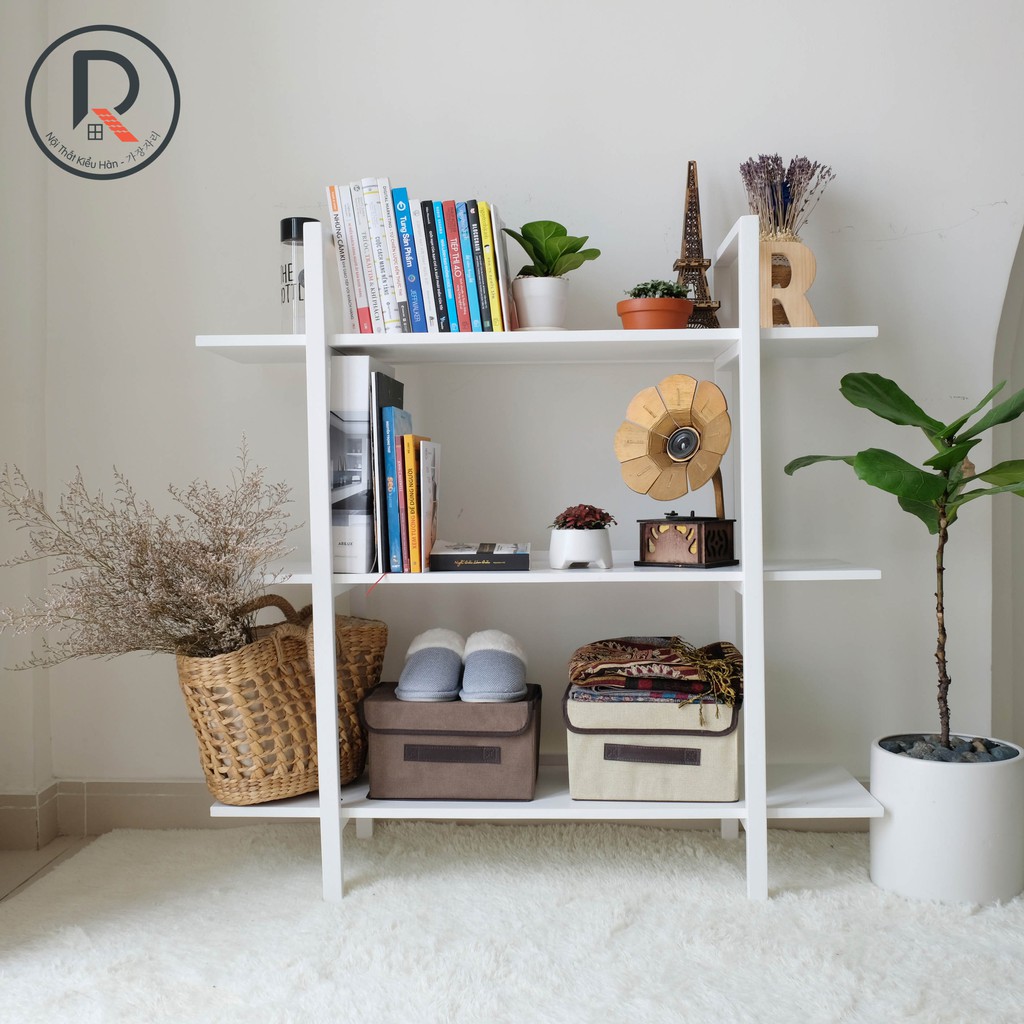 KỆ SÁCH 3 TẦNG - B BOOK SHELF 3F TRẮNG - NỘI THẤT KIỂU HÀN - 가장자리