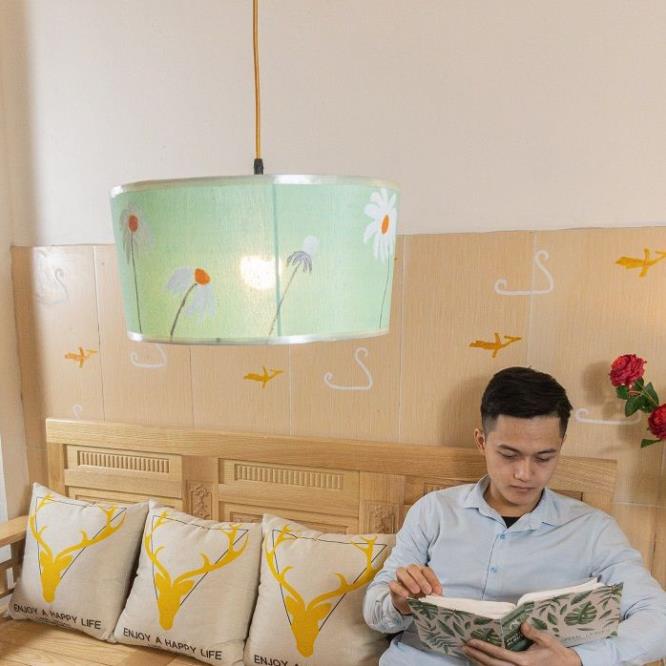 Combo 3 đèn thả trần hoa cúc + 1 đèn bàn gỗ hoa cúc, đèn trang trí nội thất TT004C