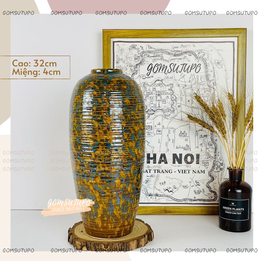 Lọ Hoa Gốm Men SẮC HOA - Bình Hoa Trang Trí Decor gomsutupo - Gốm Sứ TUPO Bát Tràng