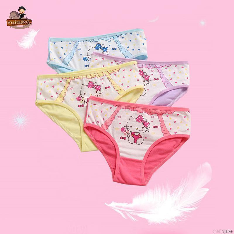 Bộ 4 Quần Lót Cotton In Hình Cáo Hoạt Hình 11 Kiểu Cho Bé Gái