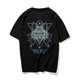 Áo thun cotton 100% unisex tay lỡ form rộng - wild wolf