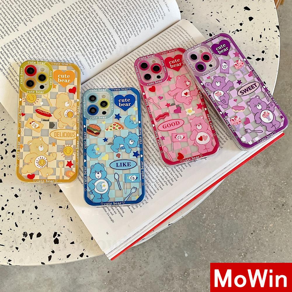 Ốp điện thoại silicon mềm góc vuông in hình gấu thích hợp cho Iphone 13promax xr 7 8 s 12promax x xs max plus 7plus 8