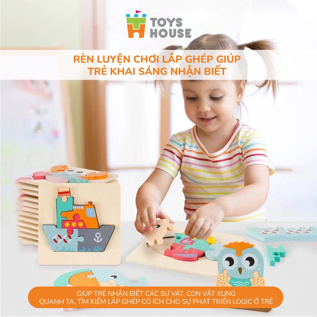 Đồ chơi ghép hình gỗ 3D ToysHouse nhân vật hoạt hình ngộ nghĩnh, màu sắc đa dạng