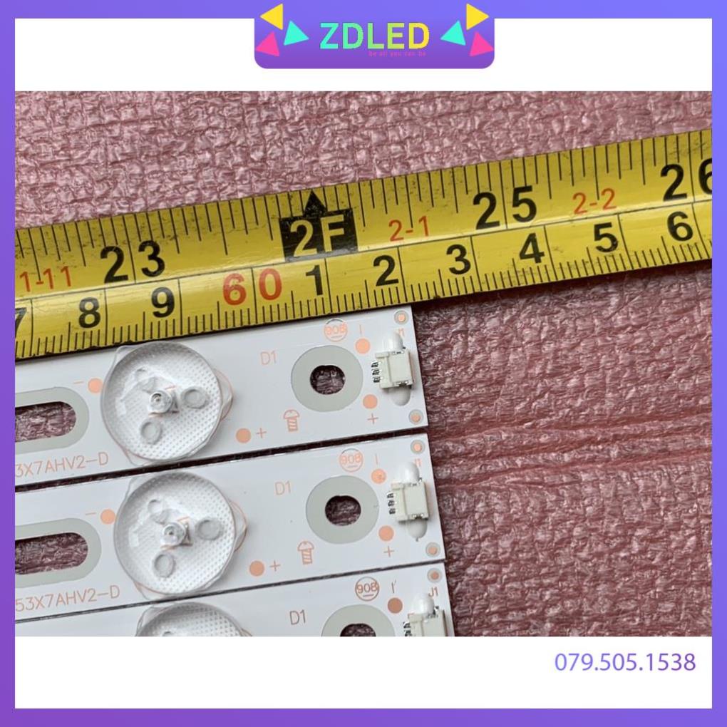 THANH LED TIVI LG 32LJ500 32LJ550D LB-PF3030-GJD2P53153X7AHV2-D HÀNG MỚI 100%, BỘ 3 THANH, MỖI THANH 7 BÓNG 3V, DÀI 62cm