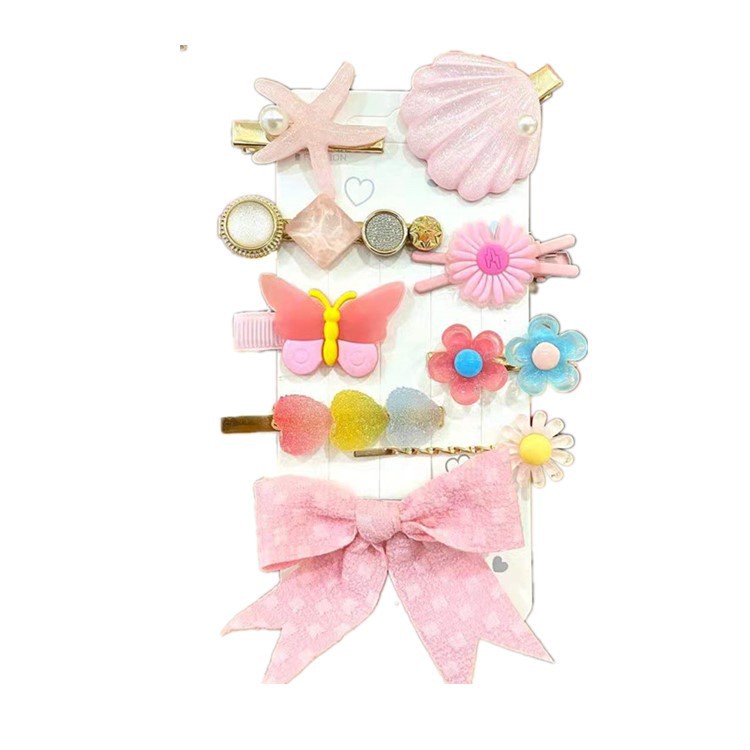 Set 9 kẹp tóc nơ phong cách Hàn Quốc mới cho bé gái
