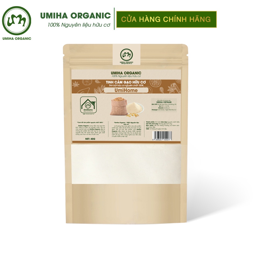 Bột Cám Gạo đắp mặt nạ hữu cơ UMIHOME nguyên chất | Rice Bran Flour 100% Organic 40G