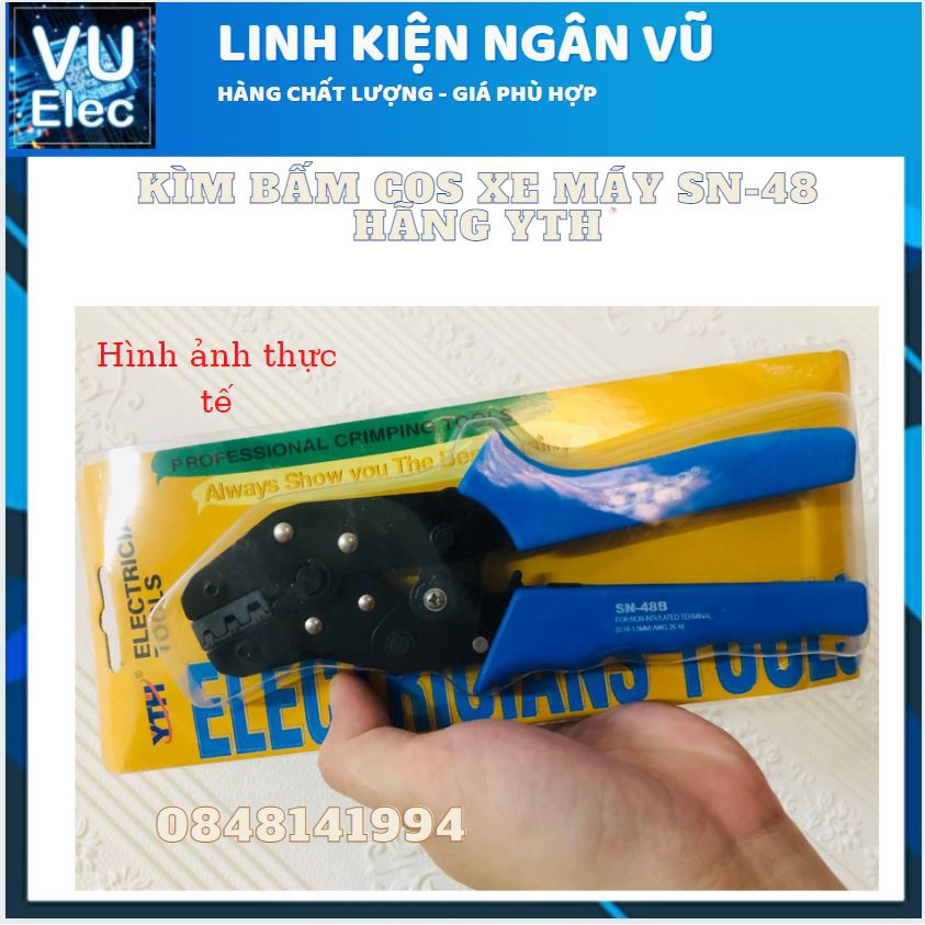 Kiềm bấm cos xe máy SN-48B  HEADER 2,8-6.3MM, bấm jack, cos xe máy