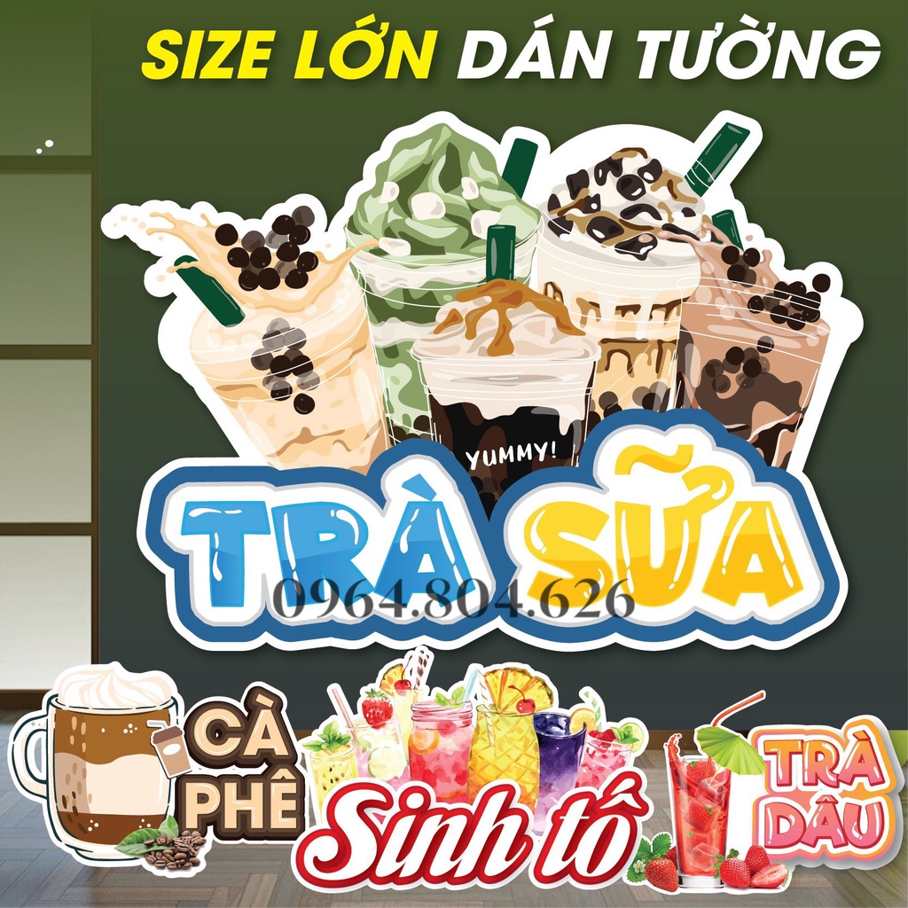 Decal trang trí Poster dán tường size lớn decor trang trí quán trà sữa quán cafe cực xinh