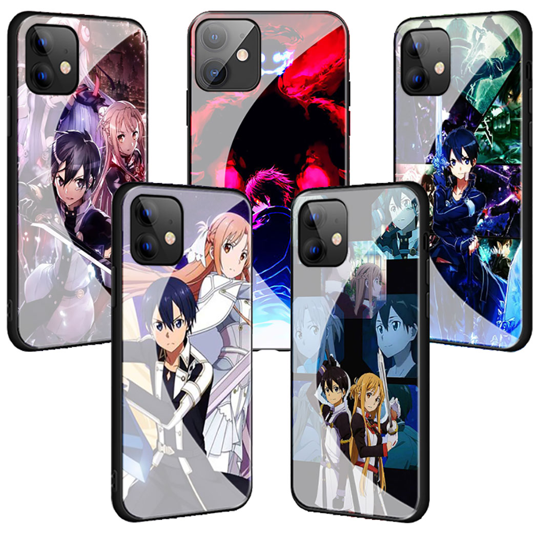 Ốp Điện Thoại Kính Cường Lực Họa Tiết Sword Art Online Cho Iphone 12 Mini 11 Pro Max Rb28