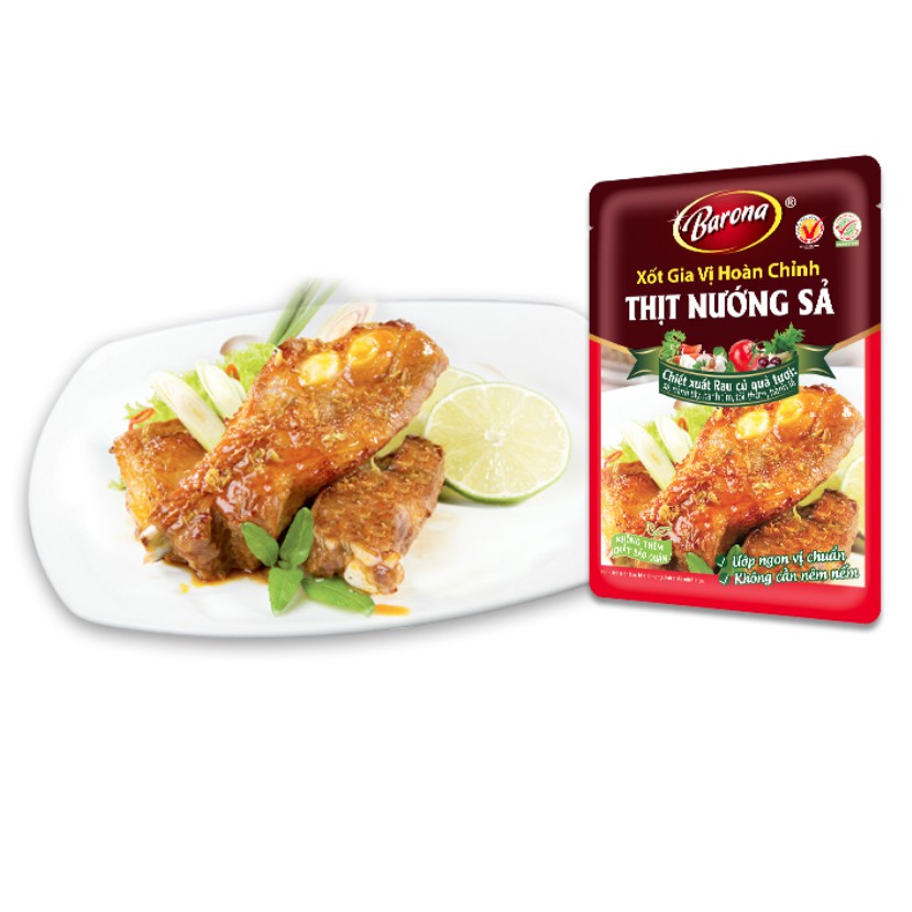Hộp 20 Gói x 80g Xốt Gia Vị Hoàn Chỉnh Barona Thịt Nướng Sả