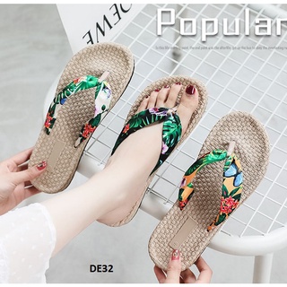 Dép kẹp giả cói đi biển quai hoa lá sắc màu DE40