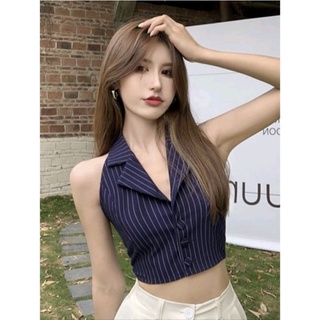Áo ghile crop cổ yếm Taobao