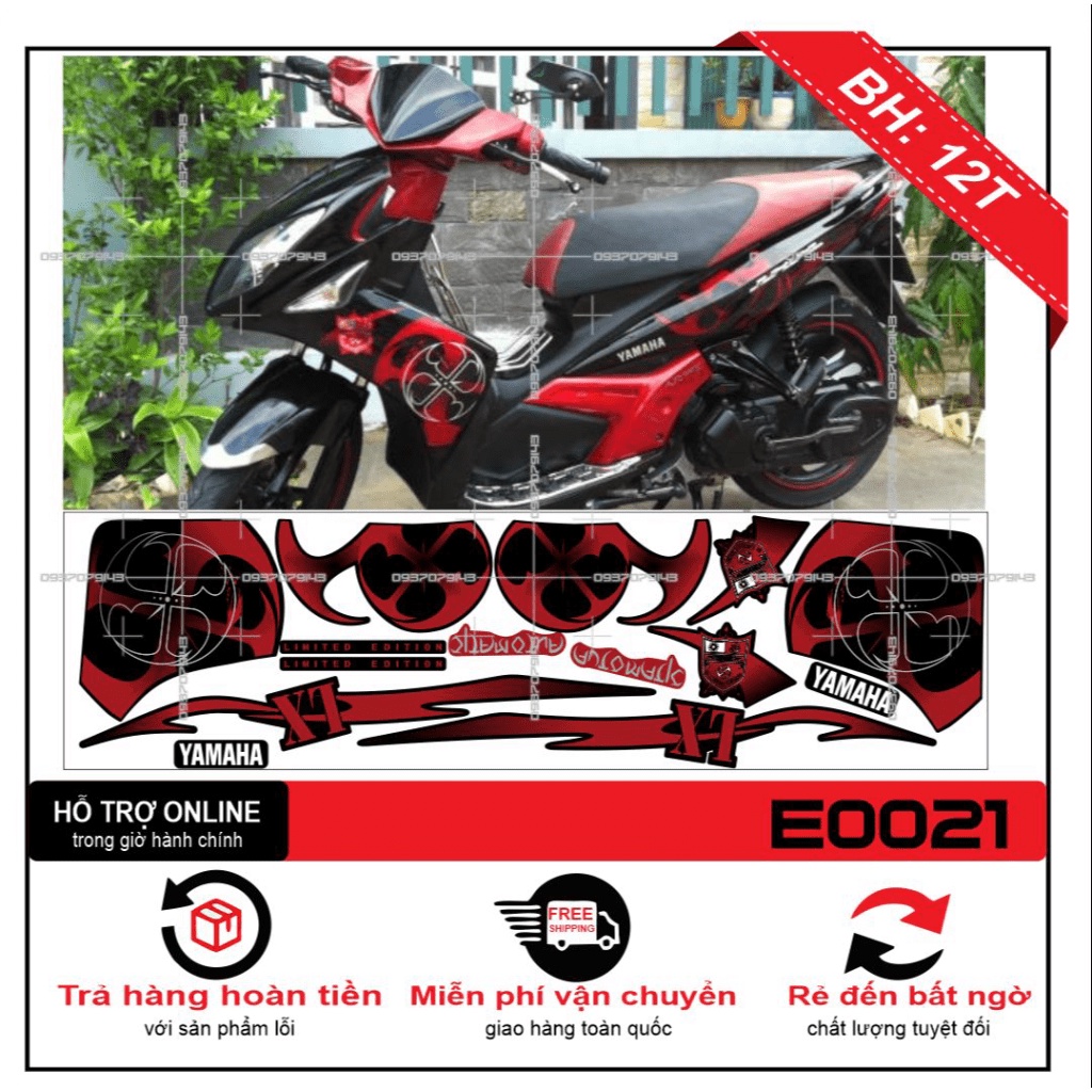 TEM XE NOUVO LX LỐC XOÁY ĐỎ ĐEN -- SHIN DECAL 2