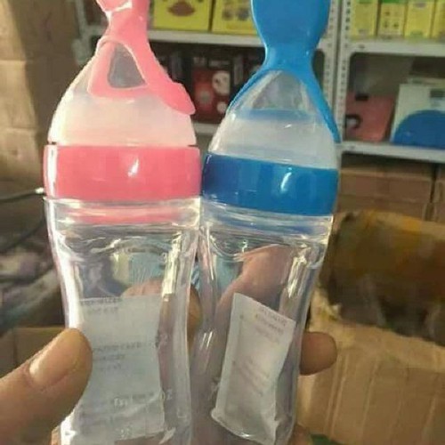 Bình thìa silicon, Bình sữa thìa hỗ trợ bé ăn dặm đa năng - Dung tích 90ml