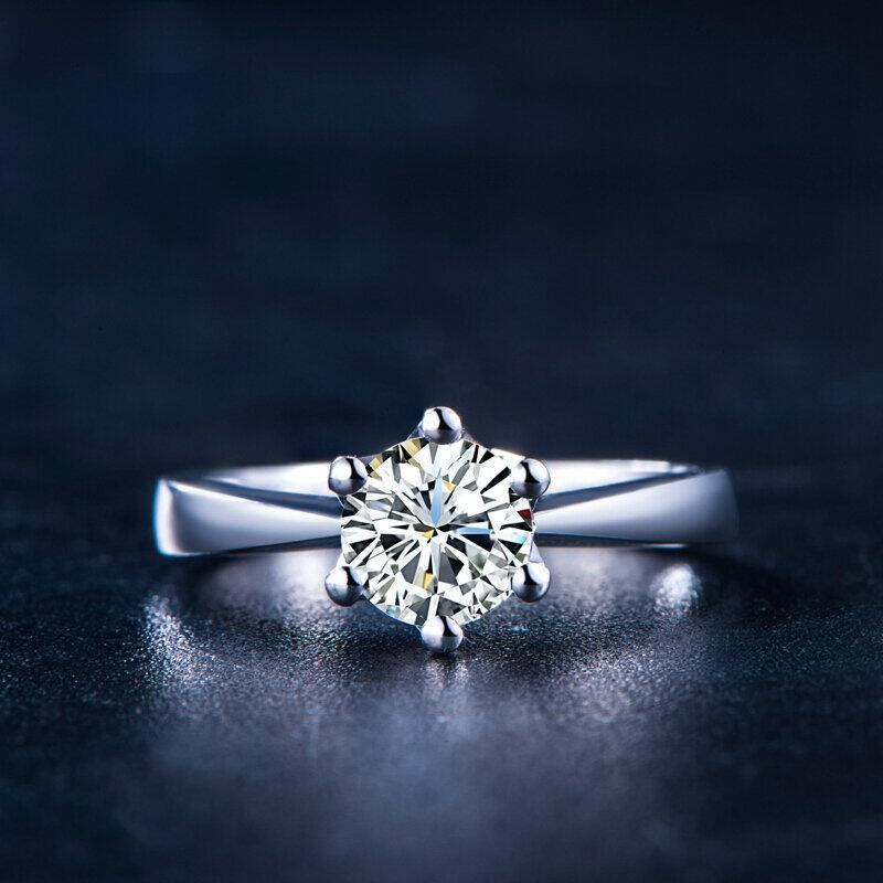 Nhẫn Kim Cương Bạc S925 D Color Moissanite 1 Karat Cổ Điển Sáu Móng