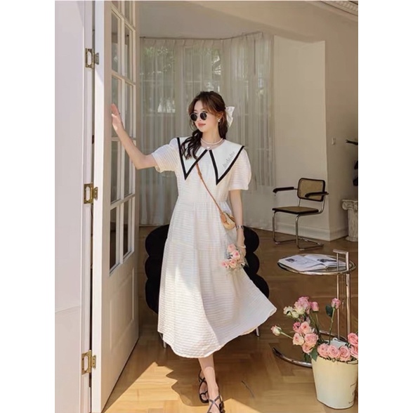 VÁY BỐ SƠ MI ĐÍNH CƯỜM.