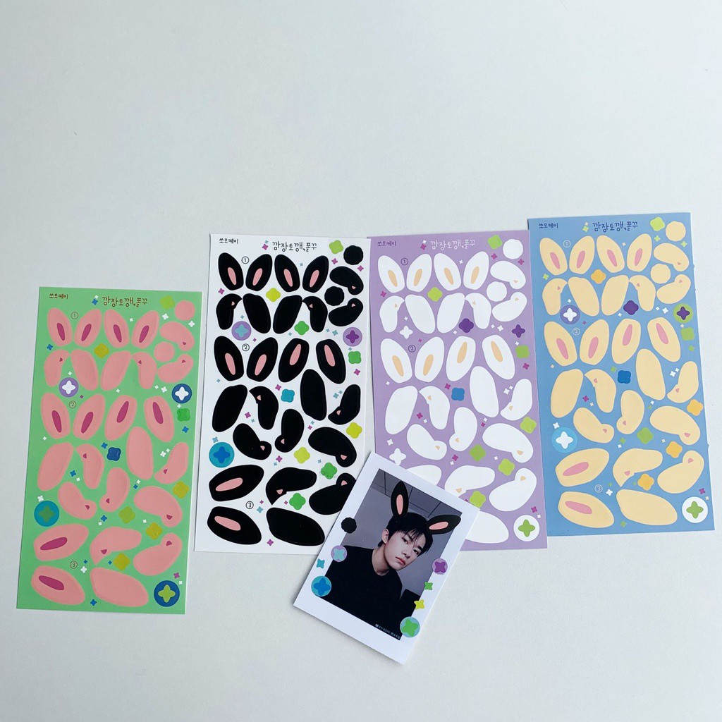 Hình Dán Trang Trí Họa Tiết Tai Thỏ Nhiều Màu Sắc Xinh Xắn Đáng Yêu