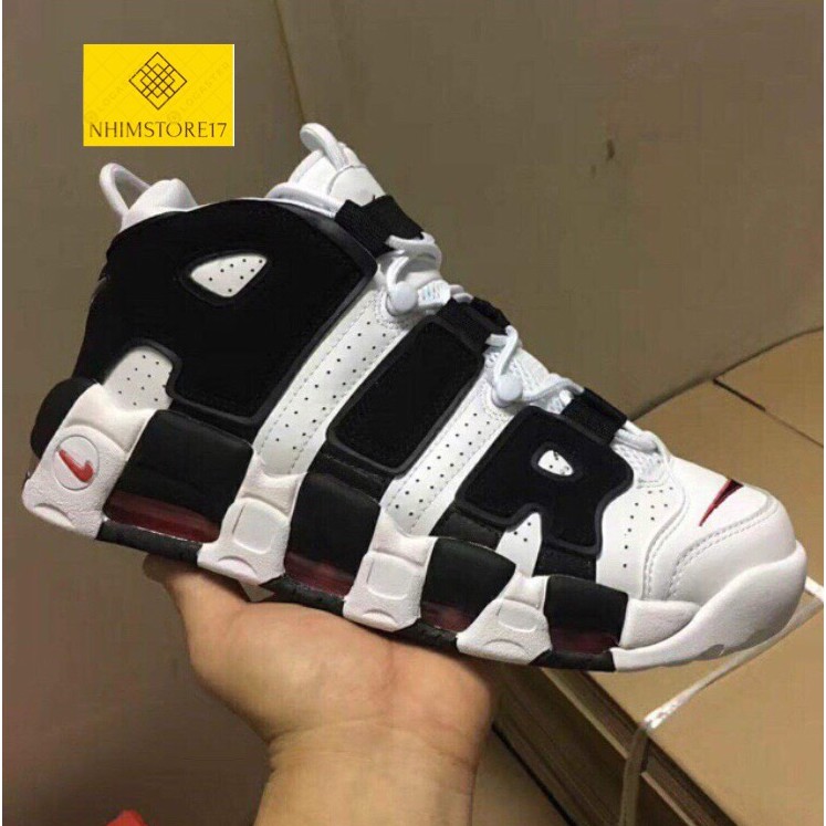 (Full Box) Giày Thể Thao Nike Air More Uptempo Trắng Chữ Đen