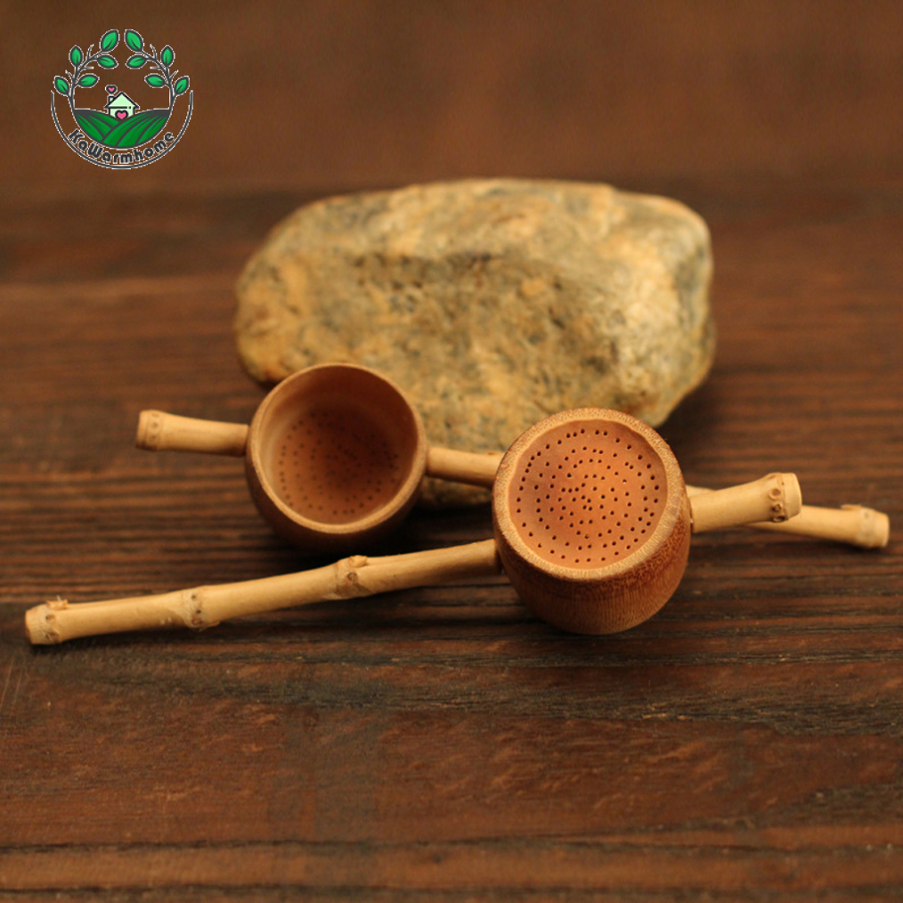 [whcart]Scoop Bamboo Loose Tea Leaf Strainer Herbal Spice Infuser Diffuser Cup Spoon 5 Size