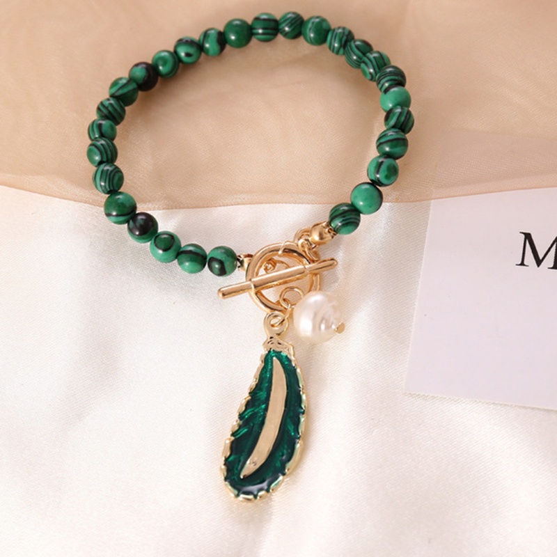 Bộ 2 Vòng Tay Chuỗi Hạt Ngọc Trai Giả Và Đá Malachite