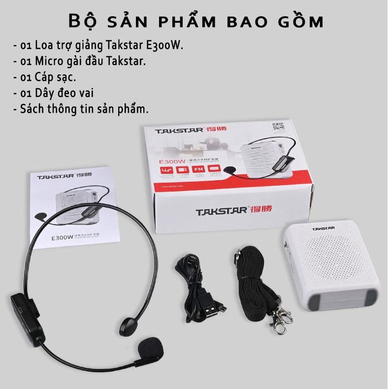 Máy Trợ Giảng Không Dây, Takstar E300W sóng UHF có Bluetooth, Giáo Viên, Tiếp Thị, hướng dẫn viên du lịch