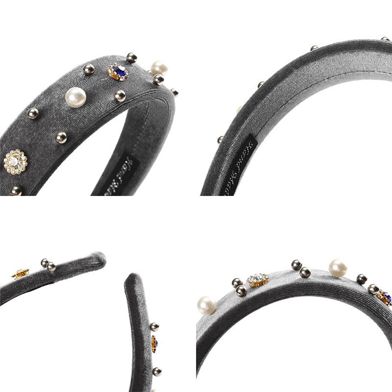 Băng Đô Vải Nhung Đính Ngọc Trai Thời Trang Hàn Quốc