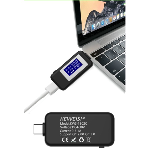 USB test / kiểm tra đo dòng điện, điện áp type C to type C USB to USB  PD QC 4.0 QC 3.0  KEWEISI KWS-1802C