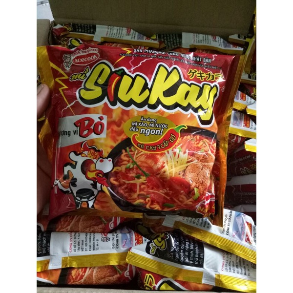 Hải sản) 1 thùng 24 gói mì siukay 7 cấp độ