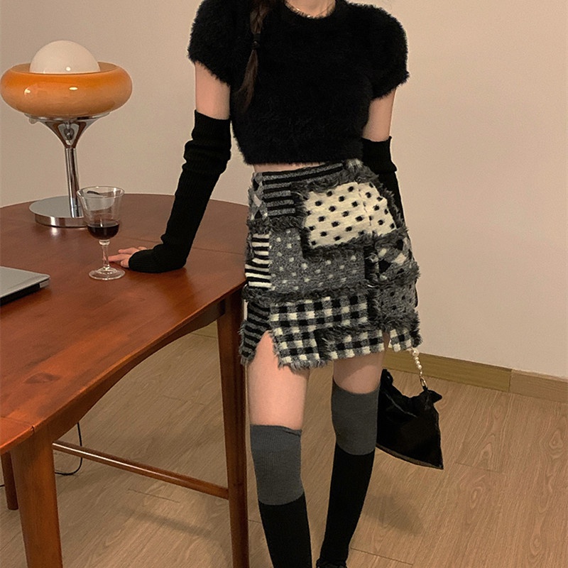 Chân váy len lưng cao dáng ôm thời trang thu đông cho nữ