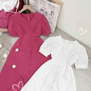 ĐẦM CỔ V NÚT BỌ XẺ TÀ 2M