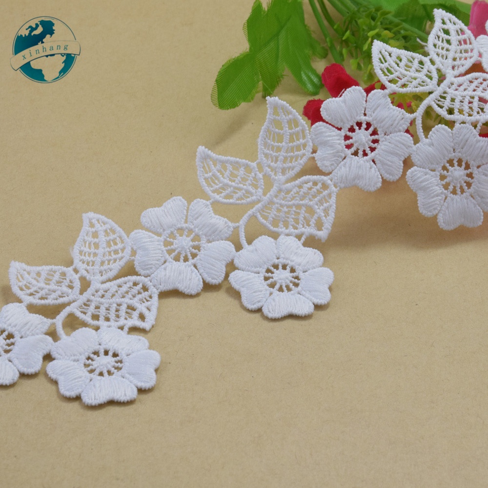 Cuộn Ren Ruy Băng 1 Yard 5.5cm Màu Trắng Bằng polyester Thêu Họa Tiết Dùng May Vá diy