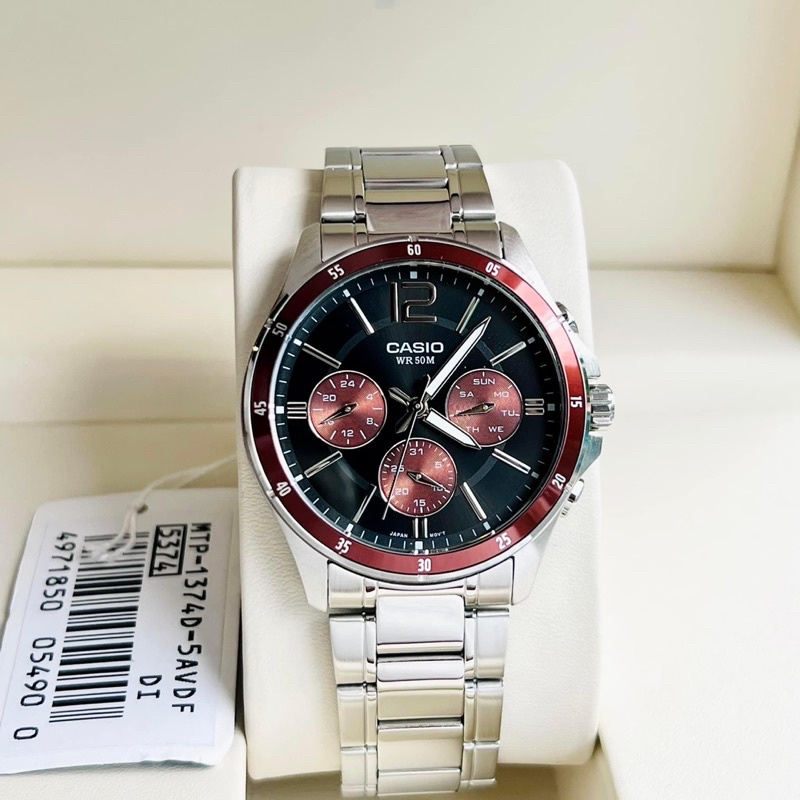 Đồng hồ nam casio MTP-1374 dây da và dây thép chính hãng
