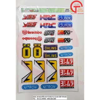 TẤM TEM BẰNG DECAL DẺO CÁC NHÃN HIỆU PHỤ TÙNG XE VÀ CON MẮT DÁN XE CHỐNG NƯỚC