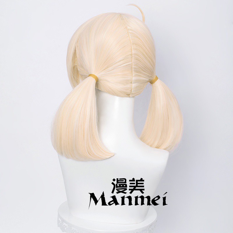 Manmei Genshin Impact Cosplay Klee 45cm Wig Golden Wig Cosplay Anime Cosplay Wigs Heat Resistant Synthetic Wigs Halloween for Girls