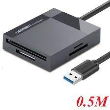 Đầu đọc thẻ USB 3.0 dài 0.5 hỗ trợ SD/TF/MS/CF Ugreen 30333 cao cấp