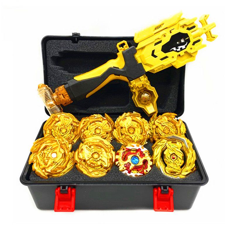 【COD】 8 cái Golden Beyblade Set Gyro Burst Với Launcher Hộp lưu trữ di động
