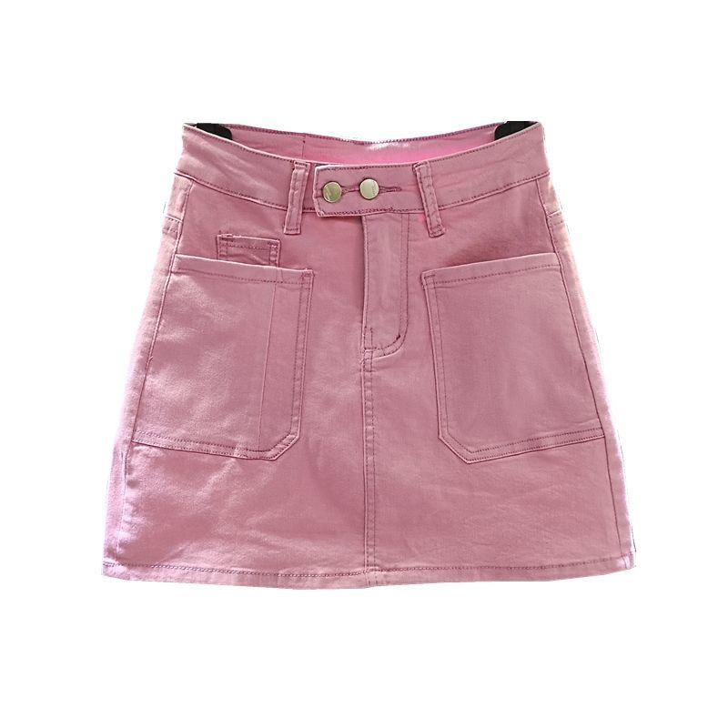 Jiashucheng Chân Váy Denim Lửng Dài Ngang Gối Ôm Dáng Phối Túi Phong Cách Hàn Quốc Mùa Hè Mới Cho Nữ
