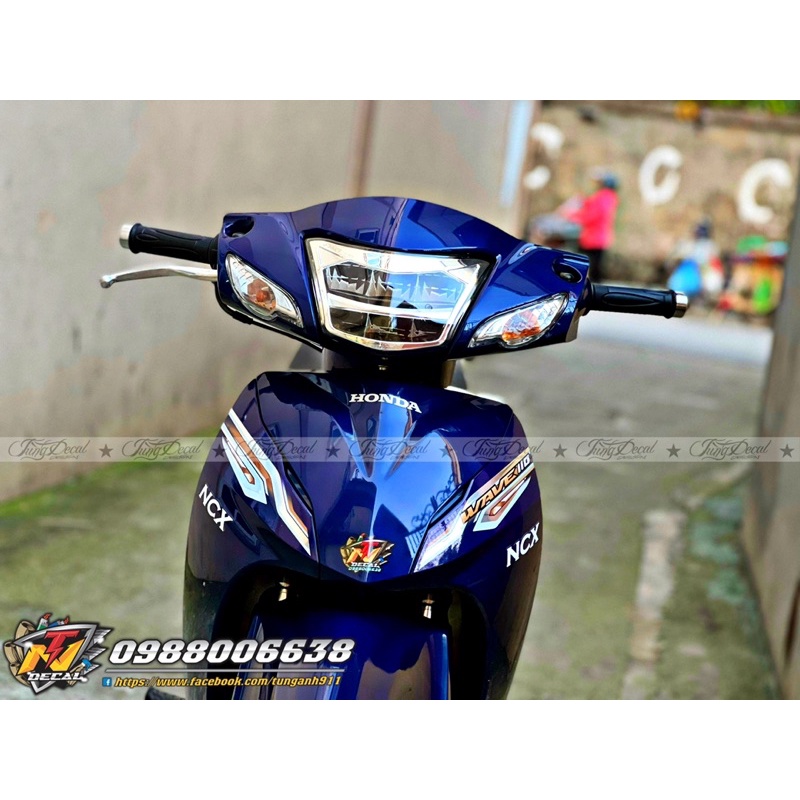 Tem rời xe Wave Alpha- Tem dán xe wave tím than