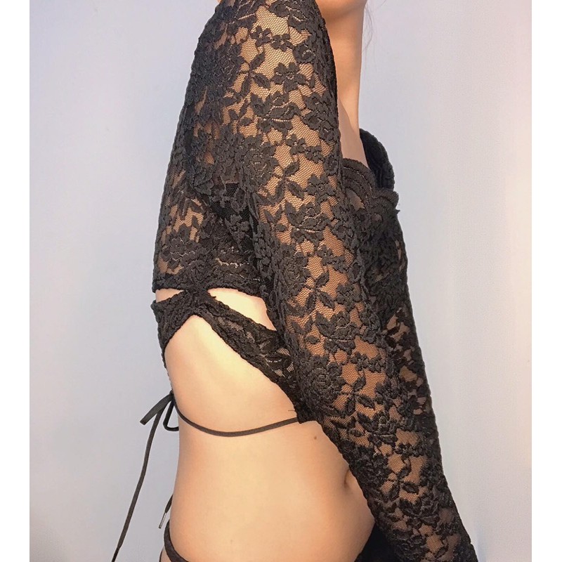 Full set: Áo ren cut-out và chân váy rút -NINISESI