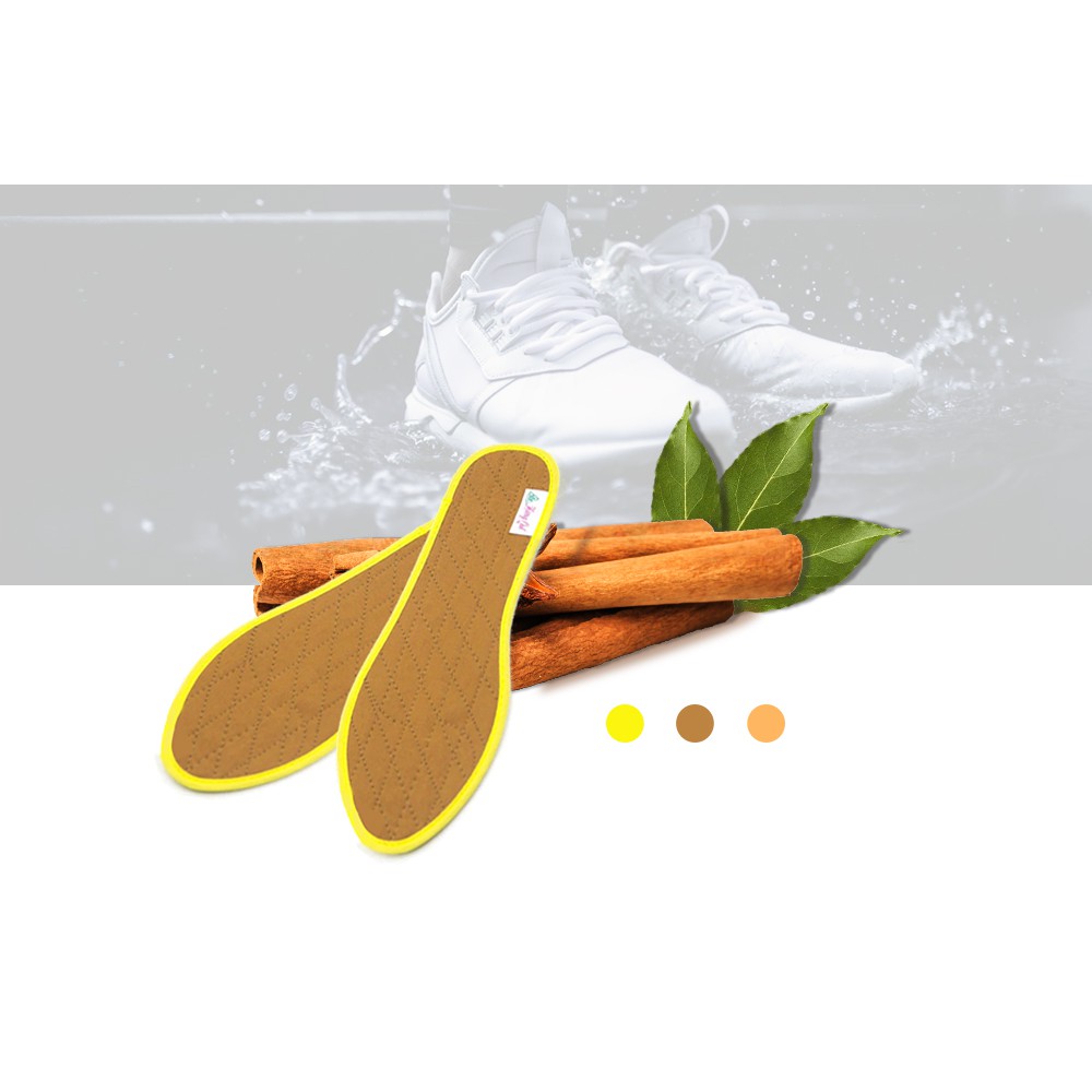 Lót giày vải cotton Hương quế CI-01 làm từ vải cotton, bột quế giúp hút ẩm, khử mùi, phòng cảm cúm và cải thiện sức khoẻ