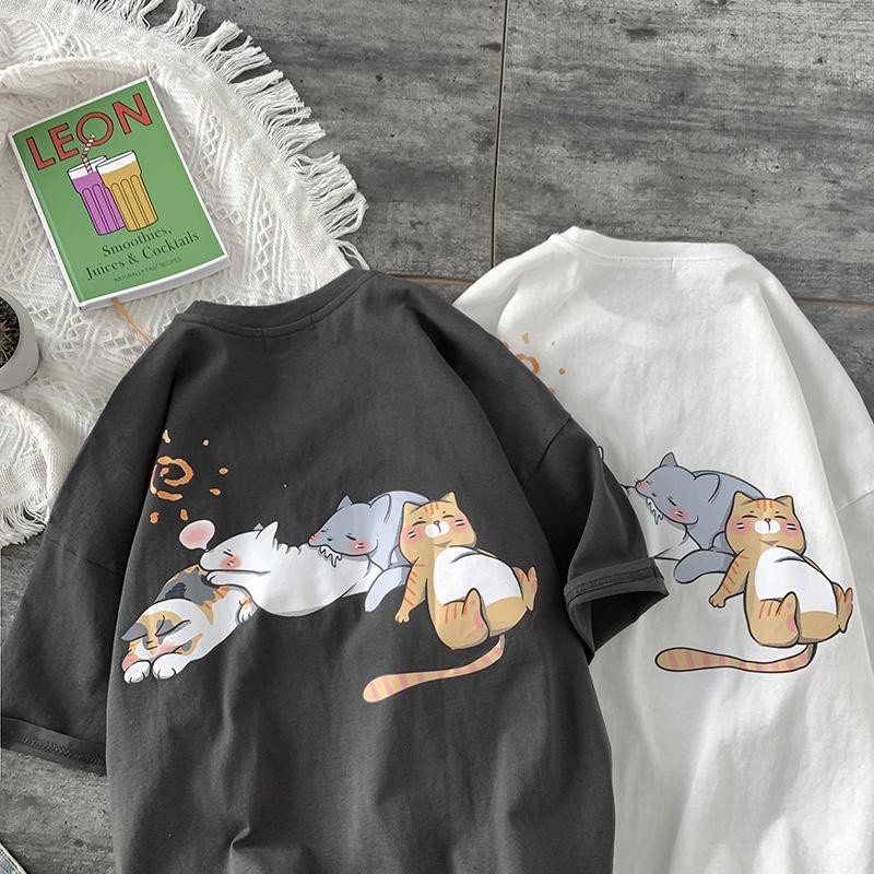 Áo Thun Tay Lỡ Phom Rộng 3 Chú Mèo